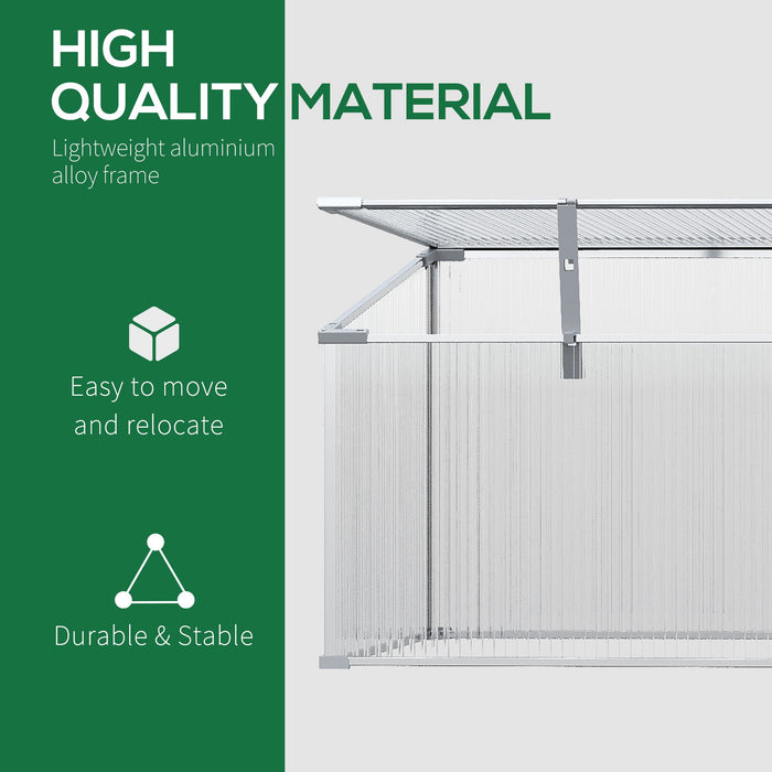 Polycarbonate Greenhouse with Aluminium Frame - Outdoor Grow House for Flowers, Vegetables and Plants, Raised Bed Garden Cold Frame - 180 x 51 x 51 cm Ideal for Hobby Gardeners