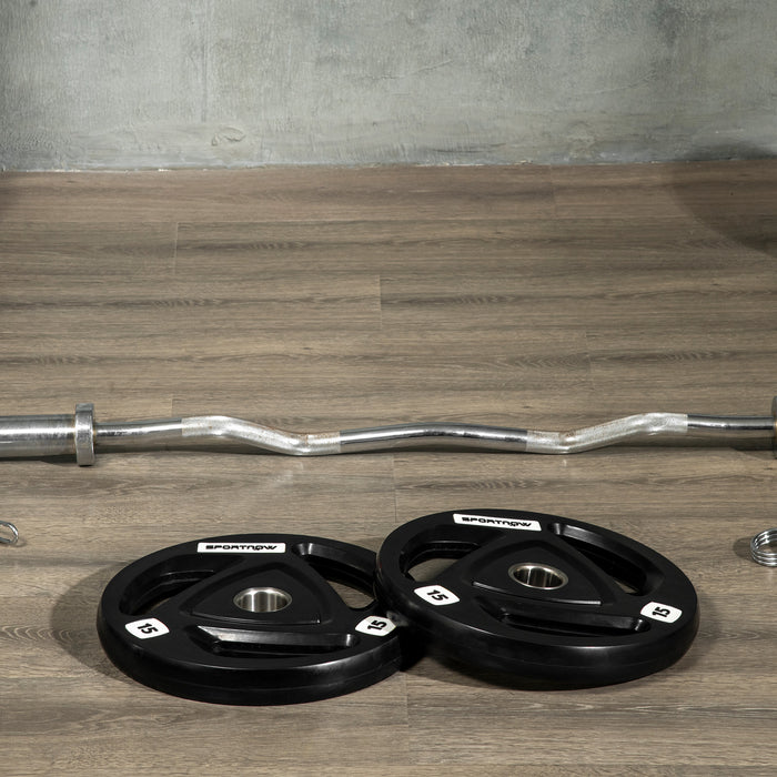 Tri-Grip 15kg Olympic Weight Plates - Rubber Coated Barbell Set with 5cm Center Holes - Ideal for Gym, Home Exercise & Strength Training