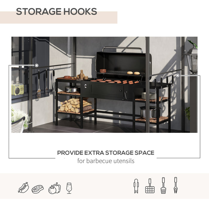 Garden Grill 2.2 x 1.5m BBQ Gazebo - Metal Frame with Curved Canopy & 10 Hooks, Beige Outdoor Sun Shade - Ideal for Grilling and Outdoor Parties