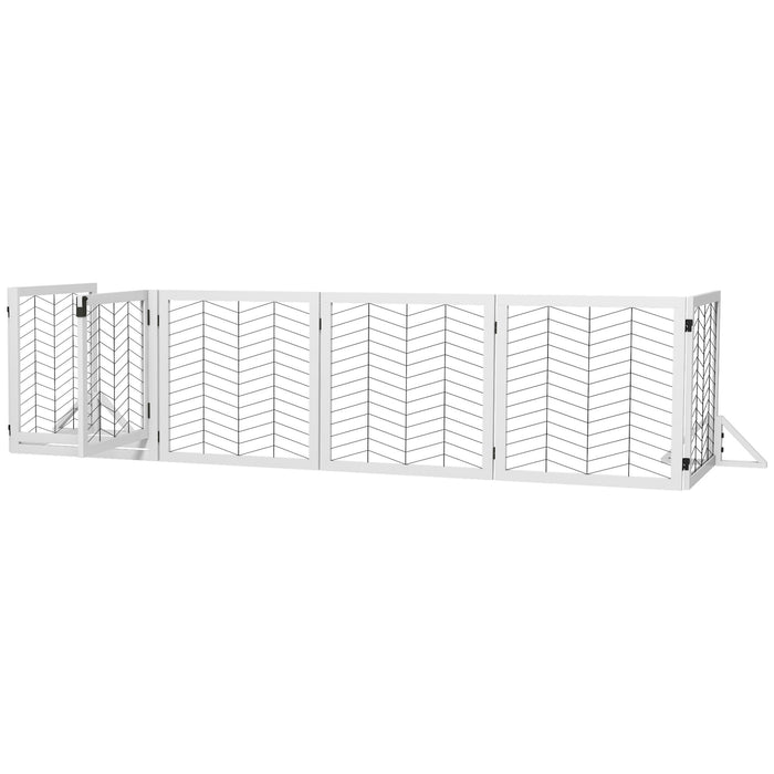 Foldable 8-Panel Pet Playpen with Stability Feet - Ideal for Home, Doorways & Stairs Use - Perfect for Small to Medium Dogs, White