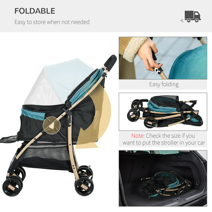 Oxfoad Compact Dog Stroller - Weather-Resistant Pet Carrier with Rain Cover for Small Dogs - Ideal for Miniature Breeds & Outdoor Adventures