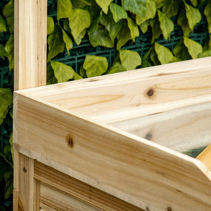 Wooden Garden Potting Bench - Galvanized Metal Workstation with Storage Shelves & Hooks - Ideal for Gardeners & Outdoor Planting