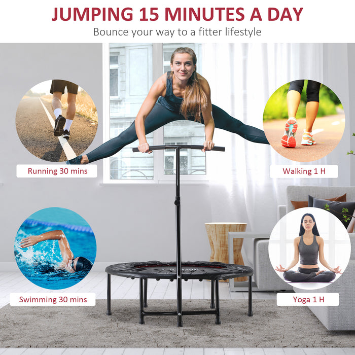 Adjustable Trampoline Rebounder, 40-Inch - Black Mini Jump Fitness Equipment - Ideal for Cardio & Low-Impact Workouts