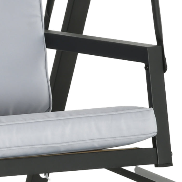 Outdoor 3-Seater Swing Chair with Steel Frame - Adjustable Canopy & Removable Cushions, Grey Hammock Bench - Perfect for Patio, Garden or Backyard Relaxation