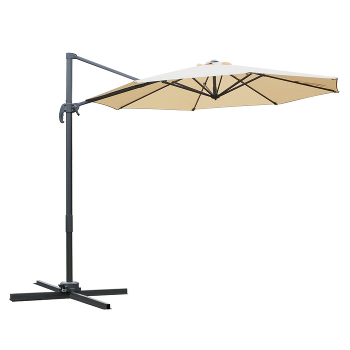3(m) Patio Offset Parasol - Roma Umbrella with 360° Cantilever Rotation and Cross Base for Versatile Hanging Sun Shade - Ideal Shelter for Outdoor Leisure Spaces