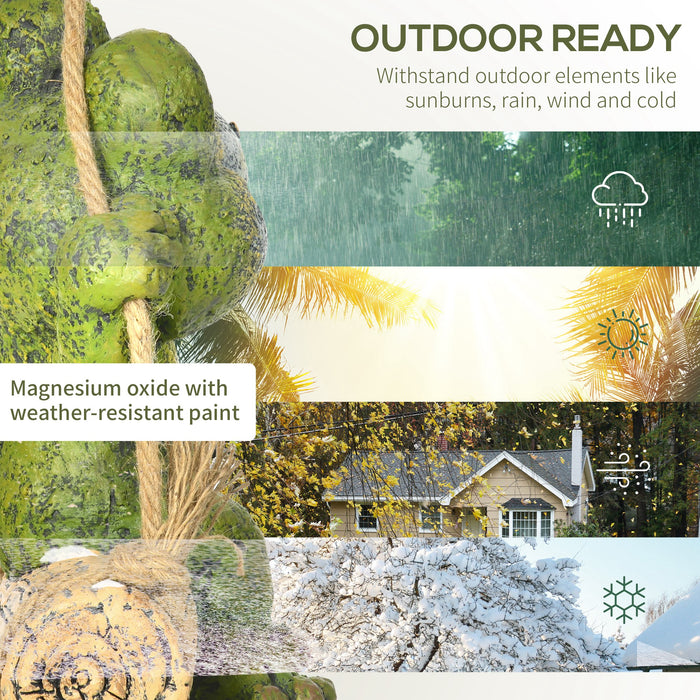 Vivid Frog on Swing Hanging Garden Statue - Artistic Outdoor Sculpture in Green - Charming Home Decor and Garden Enhancement