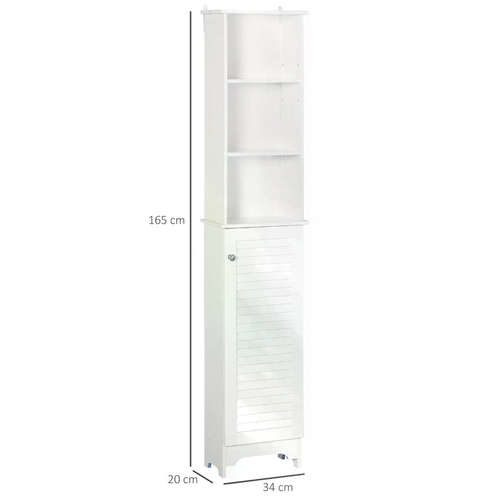 Tallboy 6-Shelf Freestanding Bathroom Cabinet - Ample Storage Cupboard Tower for Bathroom Organization - Stylish White Furniture for Home Space Optimization