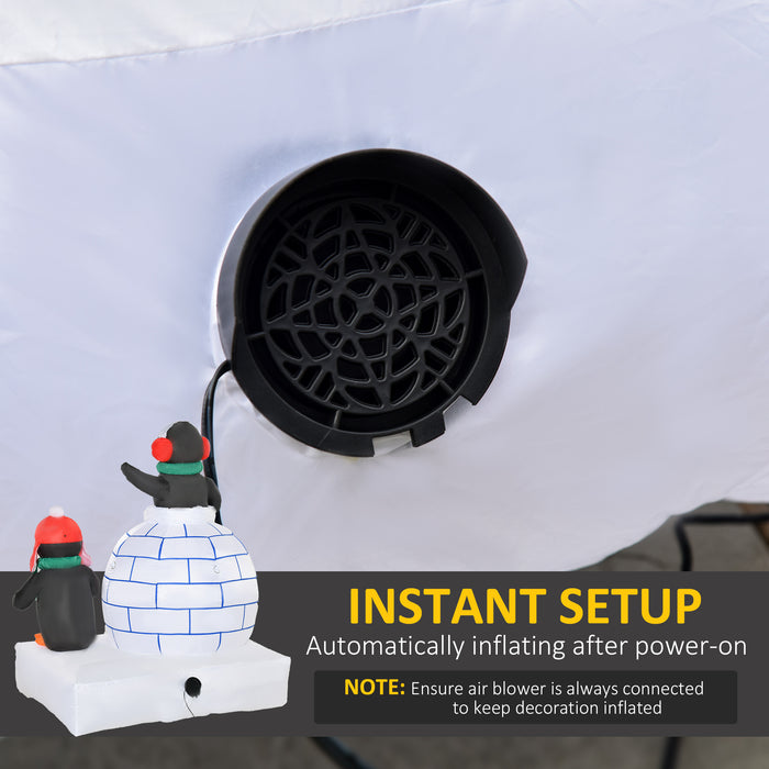 Inflatable Christmas Display with Two Penguins and Ice House - 1.5m Tall, LED-Illuminated Holiday Decor for Home and Garden - Ideal for Festive Lawn and Indoor Decoration
