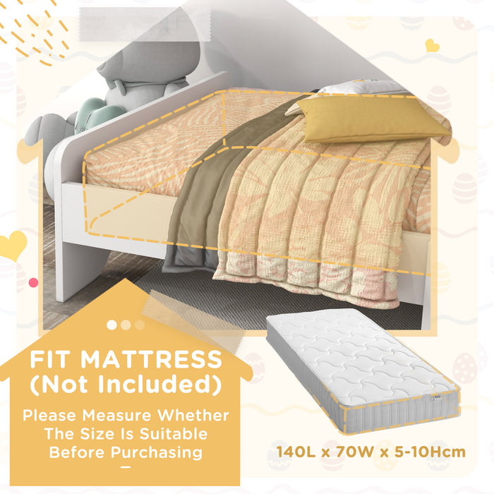Rabbit-Themed Toddler Bed Frame - Adorable White Bunny Design with Sturdy Construction - Perfect Transitional Sleeping Solution for Young Children