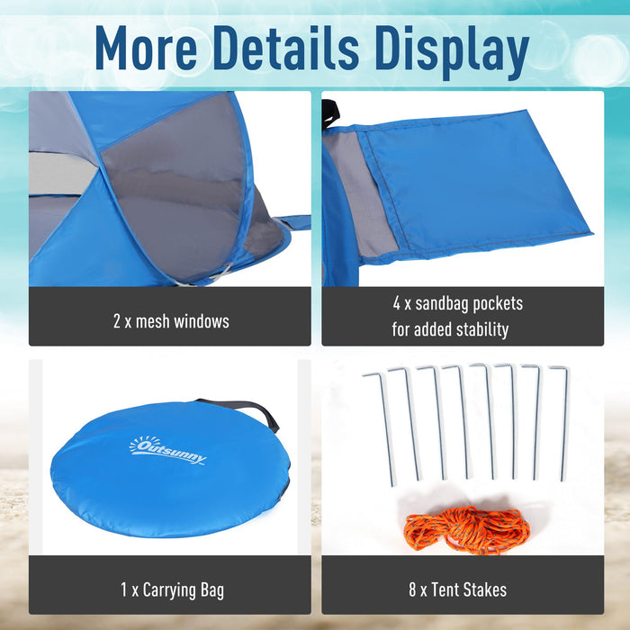 UV 30+ Protection 1-2 Person Pop-Up Tent - Beach and Hiking Sun Shelter, Automatic Portable Design - Ideal for Outdoor Enthusiasts Seeking Shade and Convenience