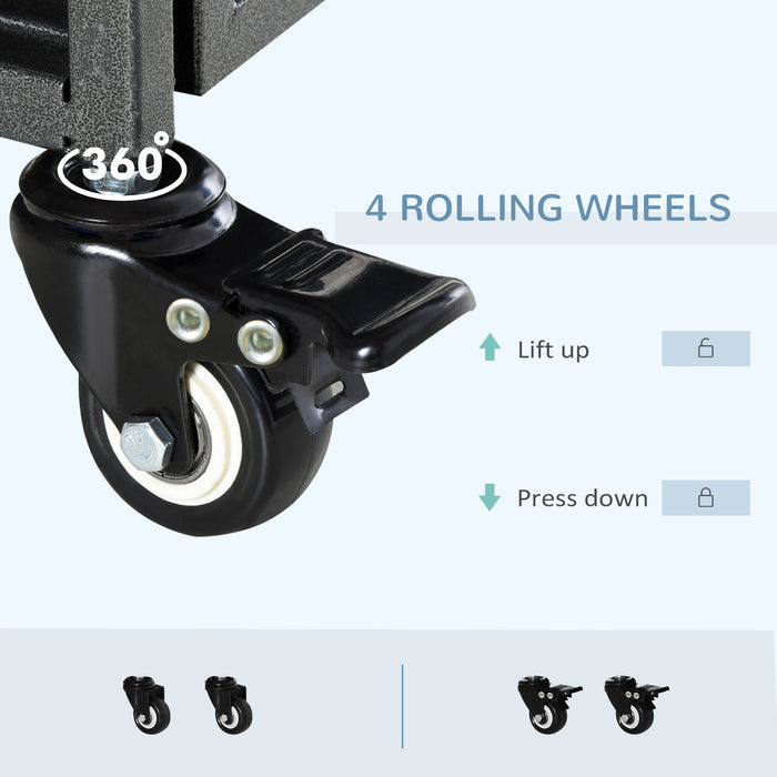 Heavy Duty Foldable Dog Crate with Wheels - Portable Dog Kennel for Large and Medium Dogs, Removable Tray - Ideal for Home and Travel Use