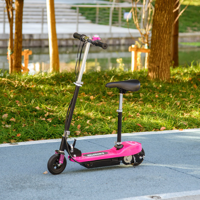 Steel Electric Scooter - Folding E-Scooter with Bell, 15km/h Max Speed, Pink - Ideal for Kids Aged 4-14