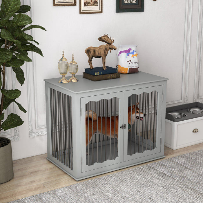 Large Three-Door Furniture-Style Dog Crate - Indoor Pet Enclosure with Locking Mechanism - Ideal for Big Dogs and Home Safety