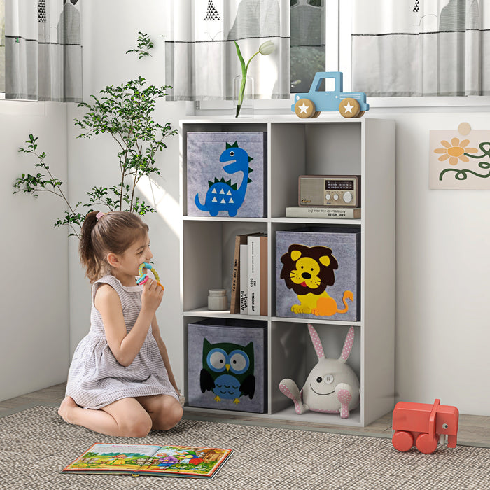 Kids' Storage Organizer with Fabric Bins - 61.8cm L x 29.9cm W x 91.5cm H White Toy Chest - Space-Saving Solution for Children's Playroom