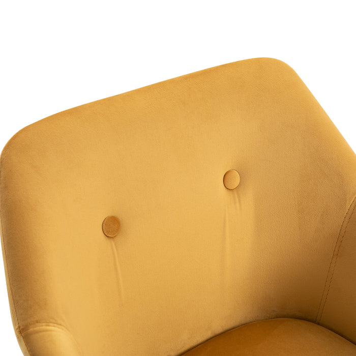 Modern Velvet-Touch Dining Chairs Set of 2 - Upholstered Fabric with Backrest and Armrests, Yellow - Elegant Seating for Lounge and Reception Areas