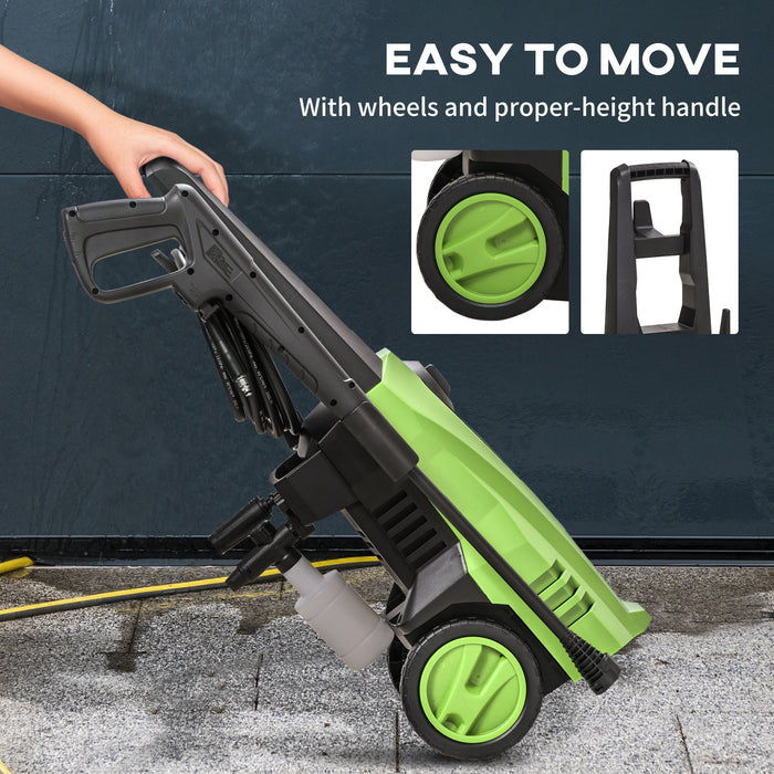 1800W High-Performance Pressure Washer - 150 Bar Max Pressure, 510 L/h Flow Rate, Portable Jet Wash Power Cleaner - Ideal for Garden & Car Cleaning