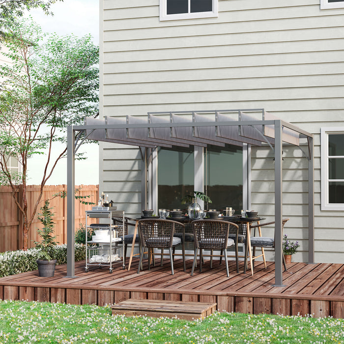 Aluminium Louvered Pergola 3x3m - Retractable Roof Patio Gazebo Canopy in Grey for Outdoor Living - Ideal Shade Solution for Lawn and Garden