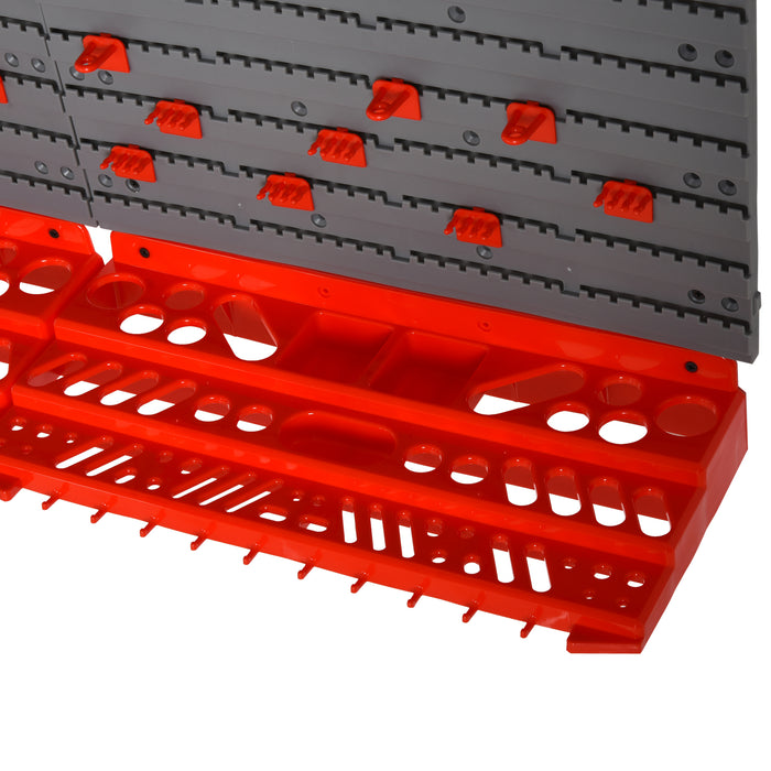 54-Piece Tool Storage Solution - Wall-Mounted Pegboard & Shelf System with 50 Pegs for Home Garage DIY Organization - Ideal Space-Saver for Handymen and Craft Enthusiasts
