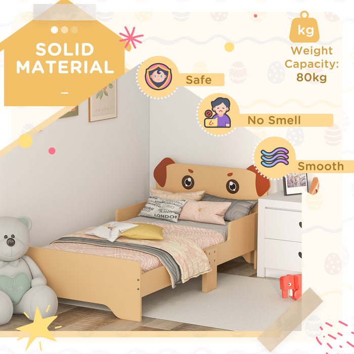 Puppy-Themed Toddler Bed - Sturdy Frame & Fun Design for Ages 3-6, 143x74x58 cm - Bright Yellow Color to Brighten Kids' Room