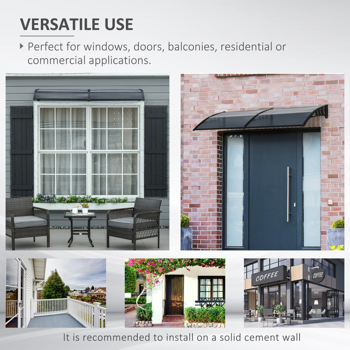 Outdoor Window Rain Shelter Canopy - Durable Awning for Front/Back Door Protection, Black, 200 x 75cm - Ideal for Home & Business Entrances