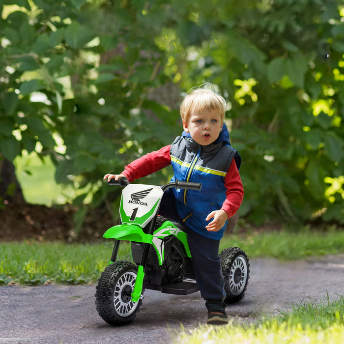 Kids 6V Motorbike with 3 Wheels - Electric Ride-On Trike with Horn and Startup Sound - Perfect for Toddlers 18-36 Months, Vibrant Green