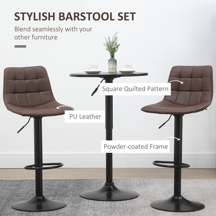 Adjustable Bar Stools Set of 2 - Counter Height, 360° Swivel, Footrest, Dining Chairs for Home Pub and Kitchen - Perfect for Entertaining and Daily Use, Brown