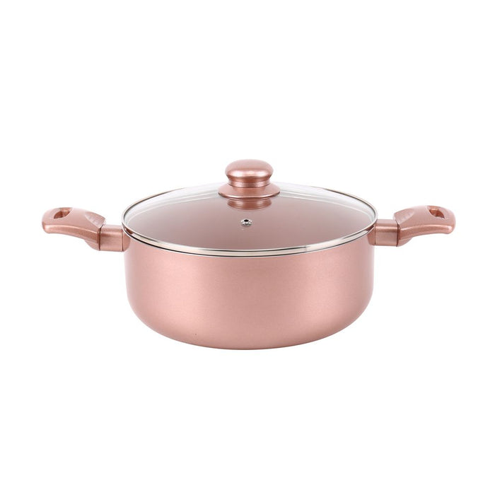 Rose Luxury 8 Piece Rose Gold Non-Stick Cookware Set - Induction Ready & Non-Stick