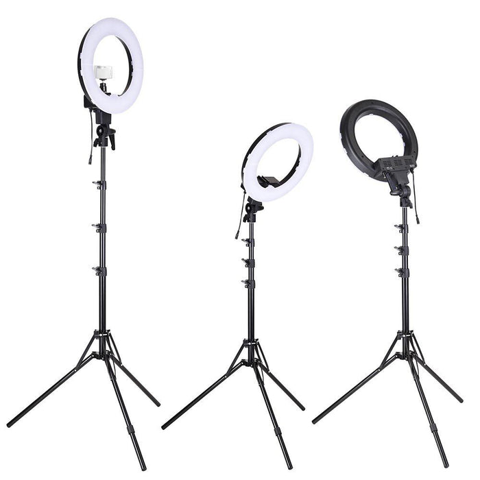 Kshioe 18" LED Ring Lights and 2m Light Stands UK Standard Black