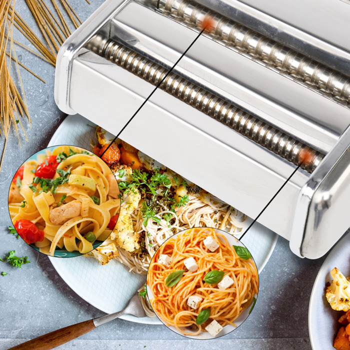 Homemade Pasta Maker - Perfect for Spaghetti, Tagliatelle, Noodles and More! - Adjustable Manual Pasta Maker