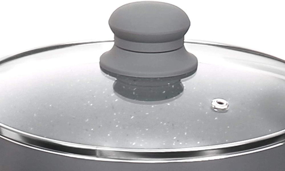 Aluminium 9 Piece Grey Marble Non Stick Pan Set Induction Frying Grill Saucepan Pot