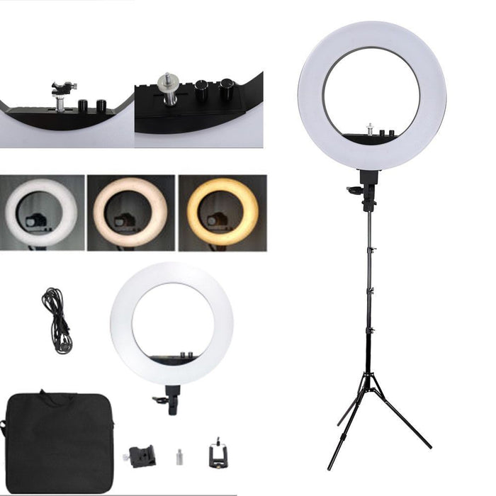 Kshioe 18" LED Ring Lights and 2m Light Stands UK Standard Black