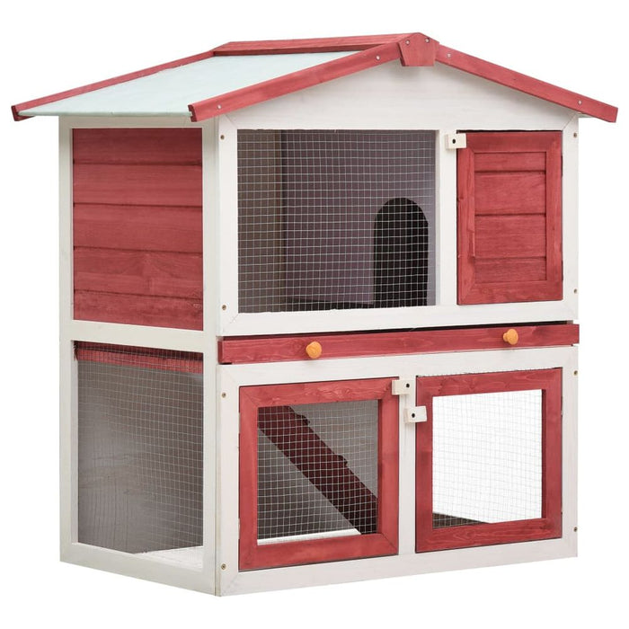 Outdoor Rabbit Hutch - 3-Door Bunny Pet House - Available in Multiple Colours - Solid Pinewood