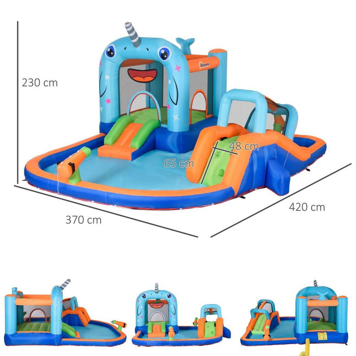 Outsunny Kids Inflatable Bouncy Castle w/ Inflator, Carry Bag