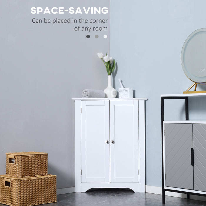 Triangle Corner Bathroom Cabinet - Adjustable Shelf & Recessed Door Storage Unit - Space-Saving Solution for Small Bathrooms