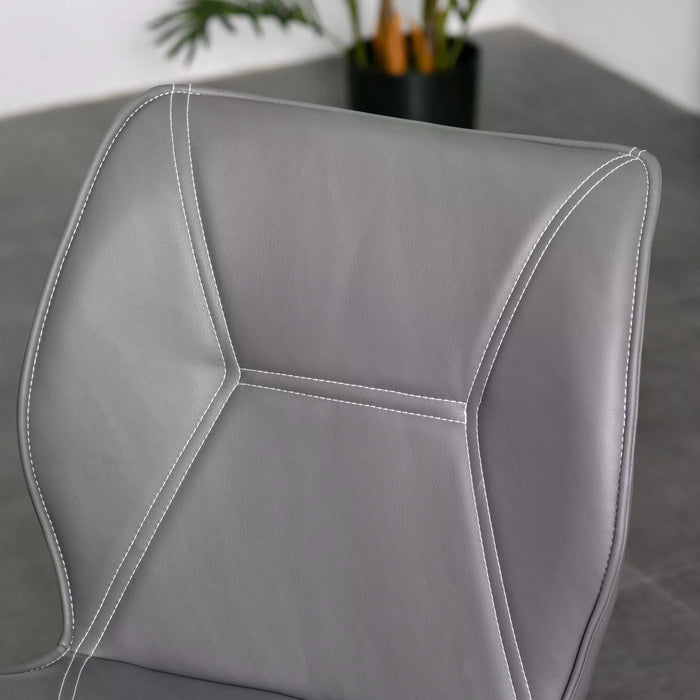 Contrast Stitched PU Leather Dining Chairs - Set of 2 Racing-Style Seats with Steel Legs and Ergonomic Padding - Stylish and Comfortable Home Gray Accent Chairs