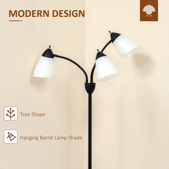 Industrial Arc Tree Floor Lamp - 3 Adjustable Rotating Lights & Steel Frame - Versatile Standing Light for Bedrooms & Living Rooms
