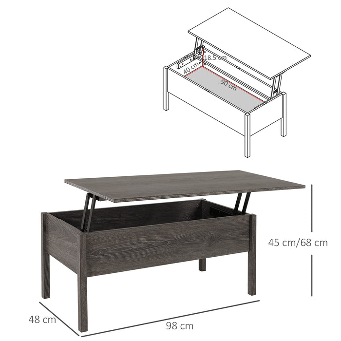 Modern Lift Top Coffee Table - Convertible Desk with Storage Compartment and Retractable Floating Design - Versatile Furniture for Home Office and Living Room Use