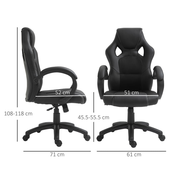 Faux Leather High-Back Computer Chair - Ergonomic Swivel Office Chair with Wheels and Armrests, Black - Ideal for Home Office Comfort and Style