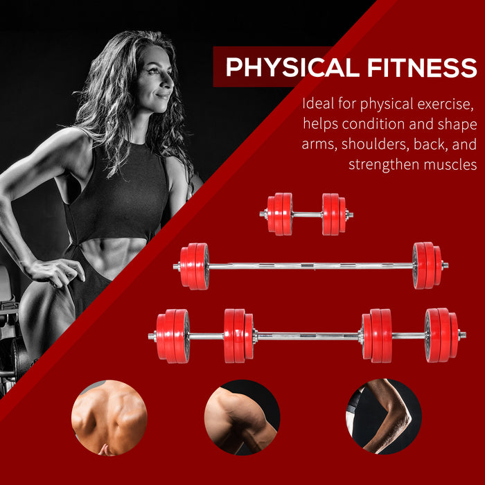 30KGS Adjustable Dumbbell & Barbell Set - Home Gym Strength Training Equipment with Fitness Plates & Bar Clamps - Ideal for Muscle Exercise & Sports Enthusiasts