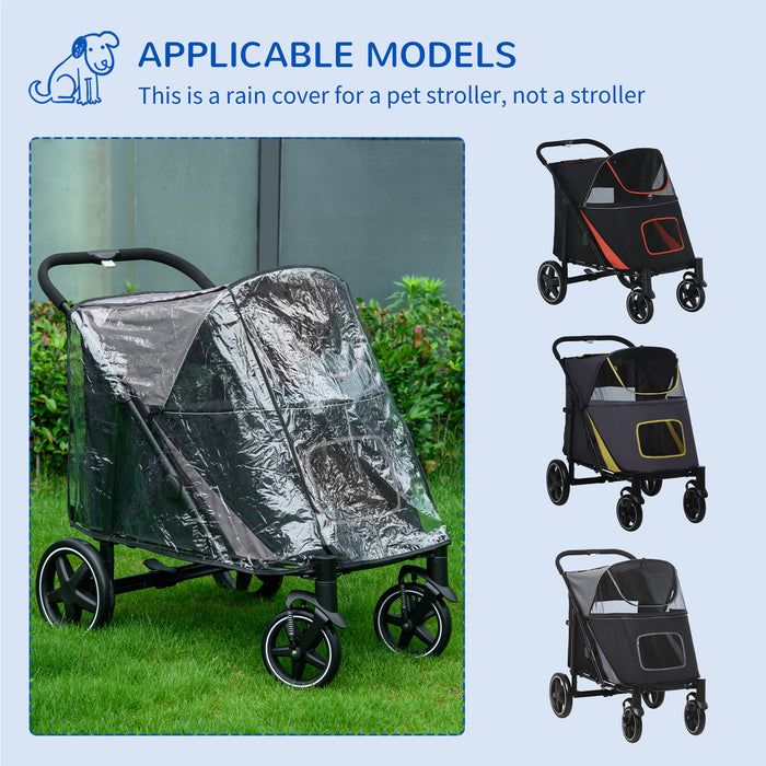 4-Wheel Canine Stroller with Protective Rain Cover - Spacious Mobile Pet Carrier for Medium to Large Dogs - Outdoor Travel Ease for Animal Lovers