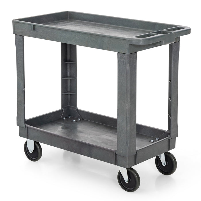 Heavy-Duty PP Service Cart - 2-tier with 250 KG Max Load, Grey - Ideal for Commercial and Industrial Use