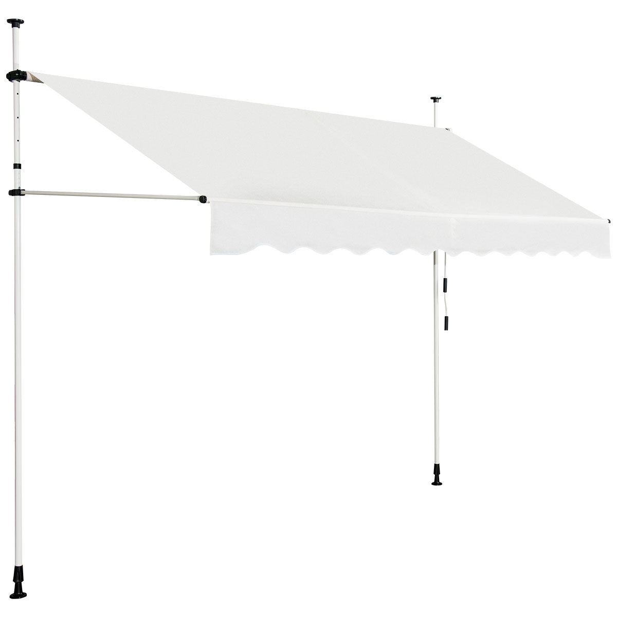 UV-Resistant Deck Awning - Waterproof with Manual Crank Handle in Beige - Perfect for Outdoor Patio Use