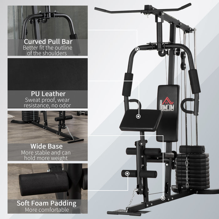 Multi-Exercise Gym Station with 45kg Integrated Weights - Full-Body Workout Home Fitness Equipment - Ideal for Strength Training and Muscle Building