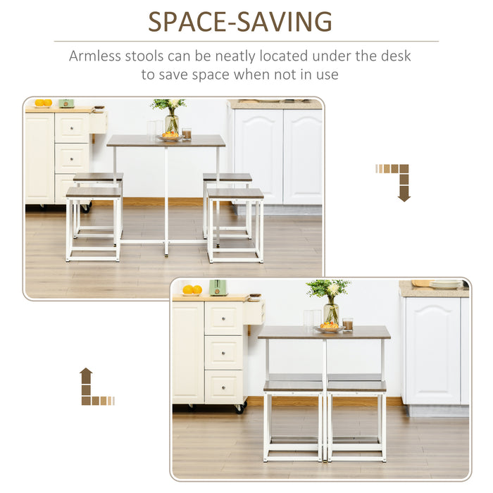 5-Piece Dining Set with Metal Frame - Square Walnut Kitchen Table & 4 Chairs - Ideal for Dining Room Comfort and Style