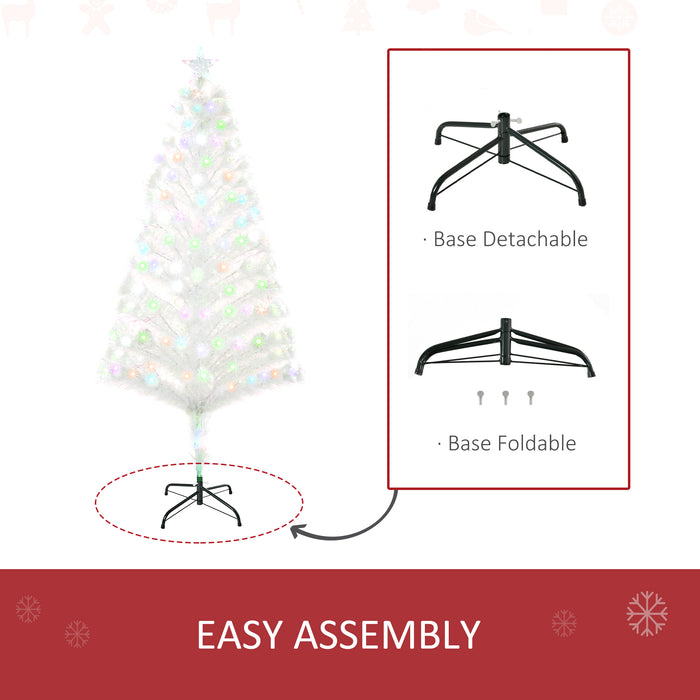 Fiber Optic LED-Lit Artificial Christmas Tree - 5-Foot Pre-Lit Festive Holiday Decor - Ideal for Home Xmas Ambiance