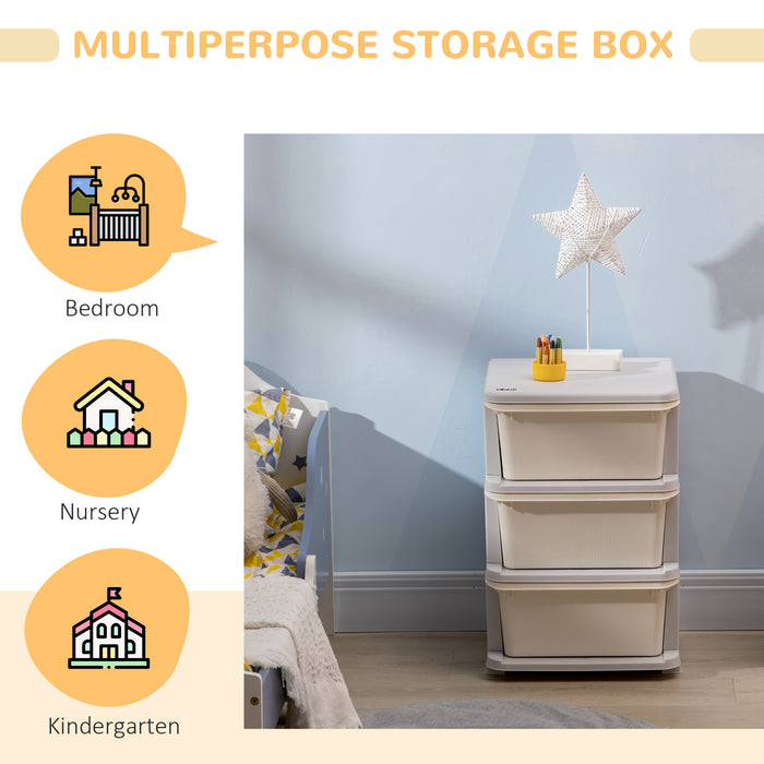3-Tier Kids Storage Dresser - Vertical Chest with Drawers for Toy Organization - Ideal for Nursery, Playroom, and Kindergarten Spaces