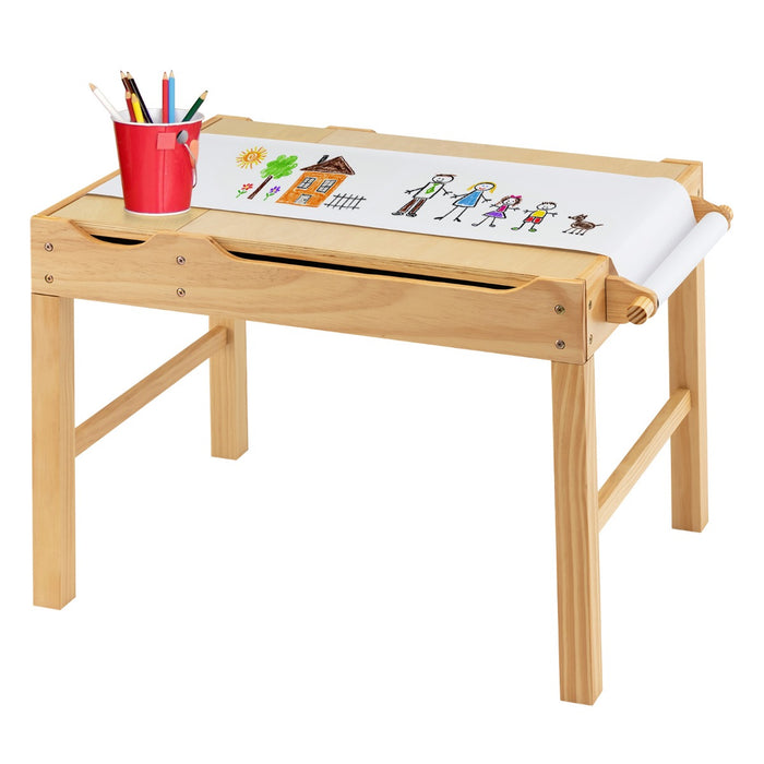 Children Activity Table by Natural - Wooden, Reversible Tabletop Design - Ideal for Playtime and Learning Activities