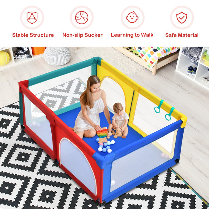 Baby Playpen Activity Centre with 50 Balls - Breathable Mesh Zipper Door Playpen for Infants - Ideal for Safe Indoor Play and Activity for Babies