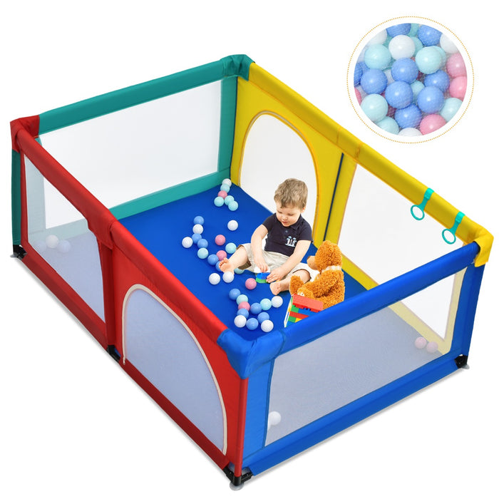 Baby Playpen Activity Centre with 50 Balls - Breathable Mesh Zipper Door Playpen for Infants - Ideal for Safe Indoor Play and Activity for Babies