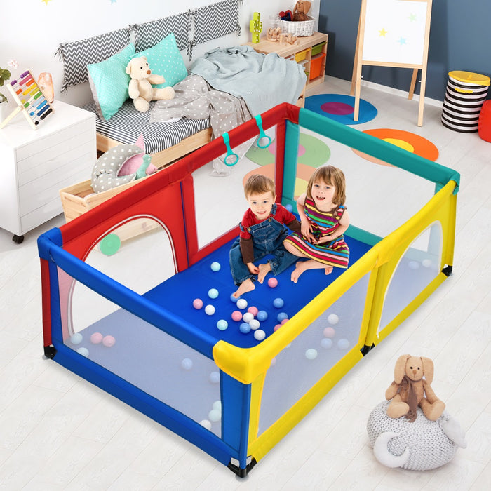 Baby Playpen Activity Centre with 50 Balls - Breathable Mesh Zipper Door Playpen for Infants - Ideal for Safe Indoor Play and Activity for Babies